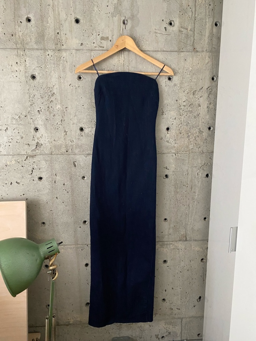 Zara Navy Strapless Maxi Dress with Slim Straps